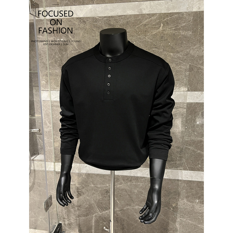 2026 Henry Collar Men's Base Layer Long-Sleeve T-Shirt Black St96/P50 Control 80 2026 Henry Collar Men's Base Layer Long-Sleeve T-Shirt Black St96/P50 Control 80