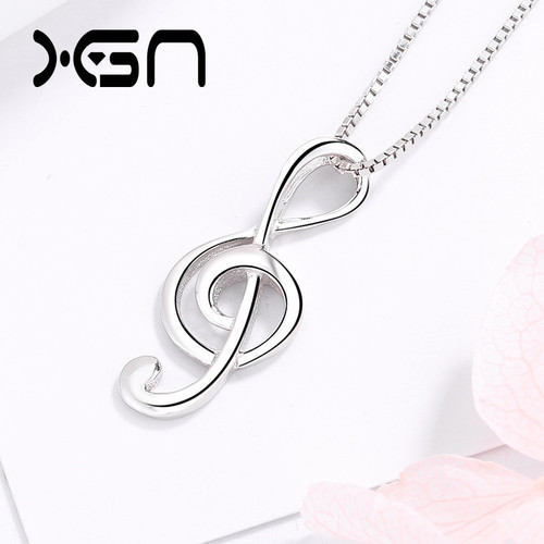 New concept s925 sterling silver necklace note pendant Korean style fashion personality simple note clavicle chain manufacturer wholesale