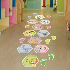 New FX-E87 cartoon animal digital floor stickers hopscotch children's room kindergarten floor stickers decorative stickers