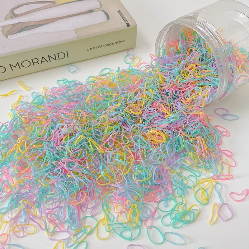 Banda de goma desechable para el cabello no lastimado Anillo de goma para trenza de niña Banda de goma Color Valor de alta cuerda elástica para el cabello Tocado