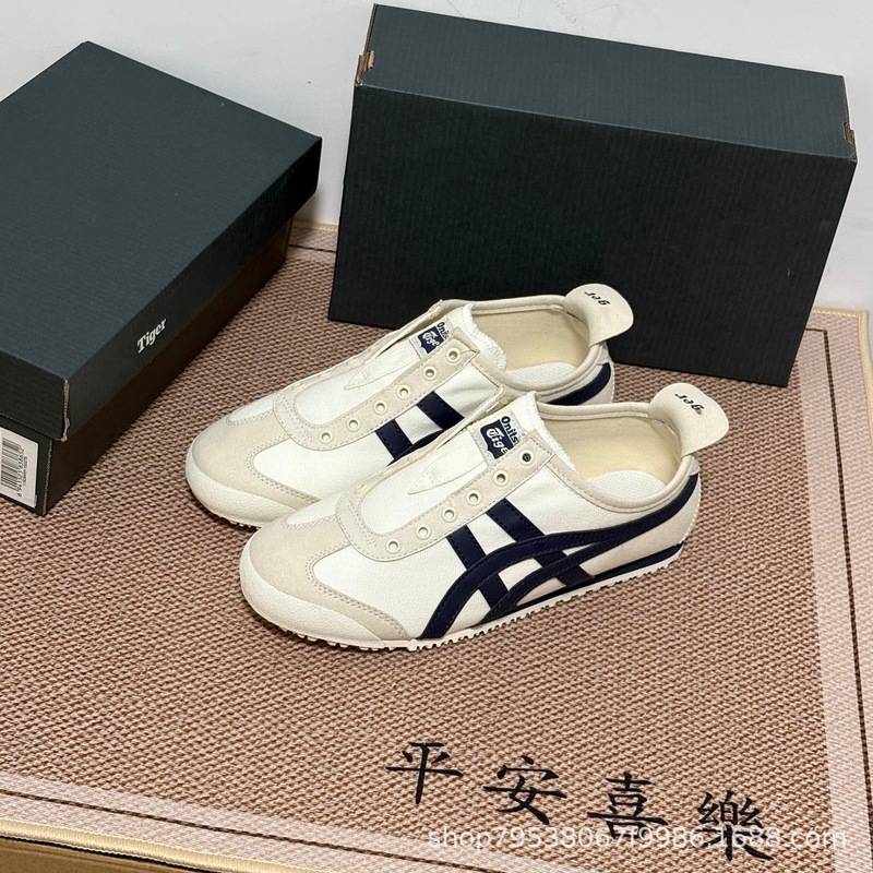 莆田一脚蹬帆布鬼冢老虎免系鞋带透气休闲软底平底轻便阿甘懒人鞋|undefined