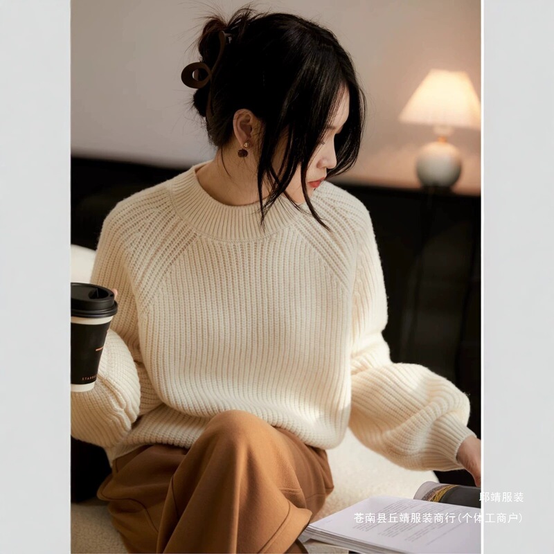 Elegant women's clothing 2026 new winter fashion French-style high-end simple round-neck solid color pullover sweater for women Elegant women's clothing 2026 new winter fashion French-style high-end simple round-neck solid color pullover sweater for women