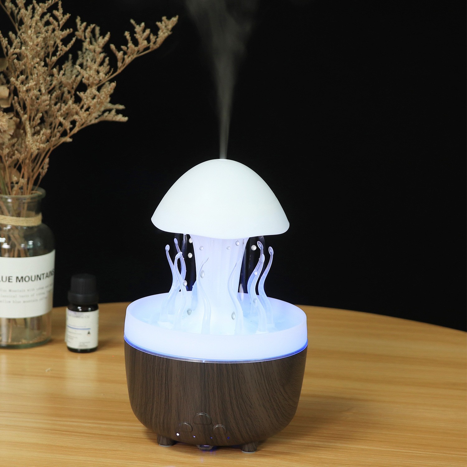 Humidificador de lluvia de medusas transfronterizas luces de colores atomización ultrasónica gotas de lluvia humidificación nube lluvia aceite esencial fabricante de máquinas de aromaterapia
