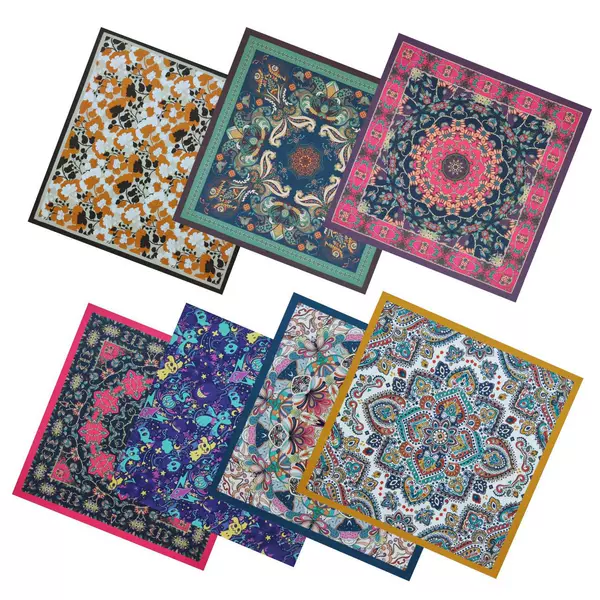 New Product in Stock Pure Cotton European and American Palace Style Ethnic Style Printed Square Scarf Floral Dress up Turban Face Towel