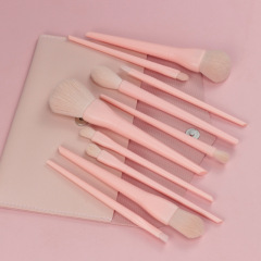 糖果色化妝刷子一套10支纖維毛塑膠柄學生美容化妝工具全套