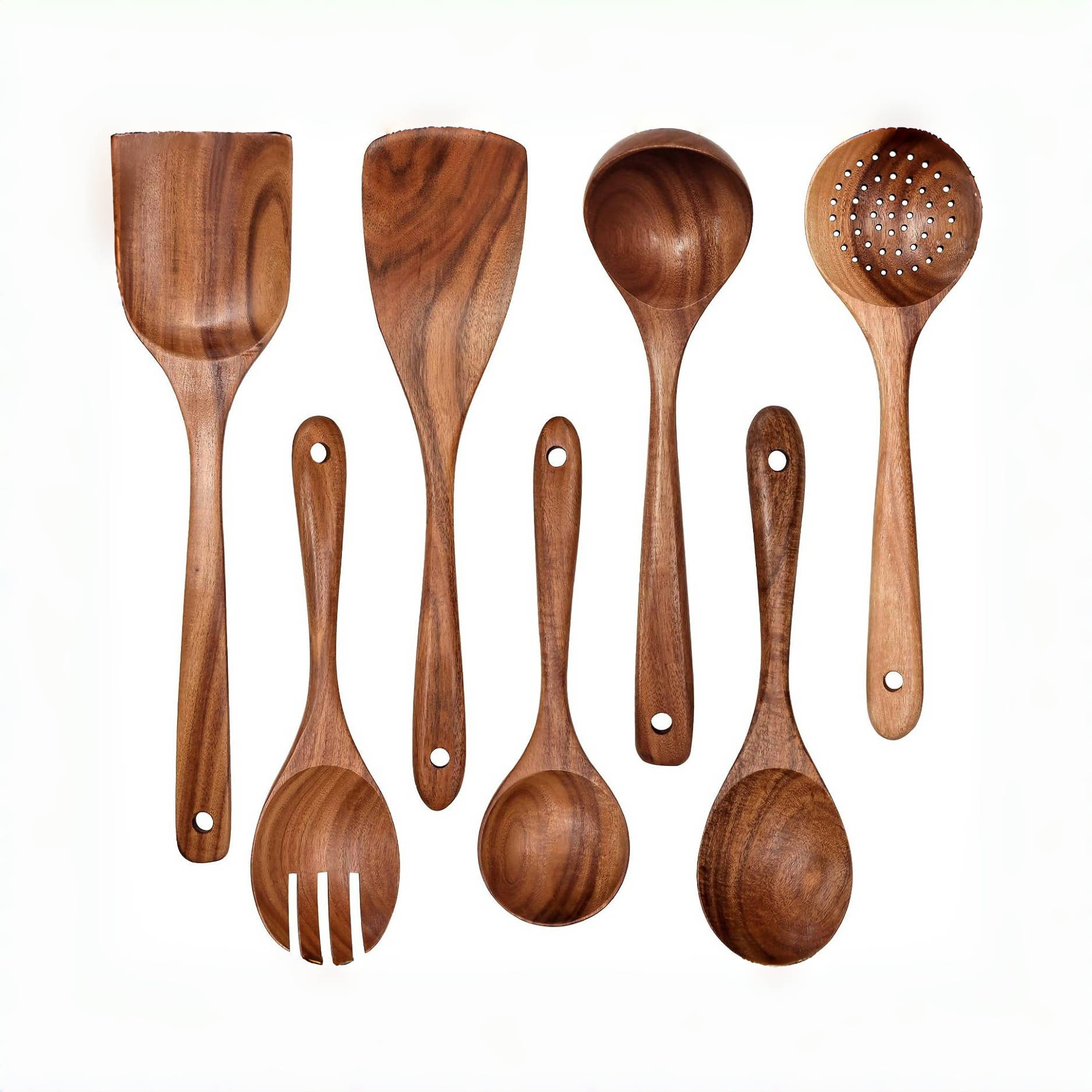 Acacia pala de madera no pegajosa pala de verduras pala de madera casera pala de ensalada tenedor de cola de cocina set