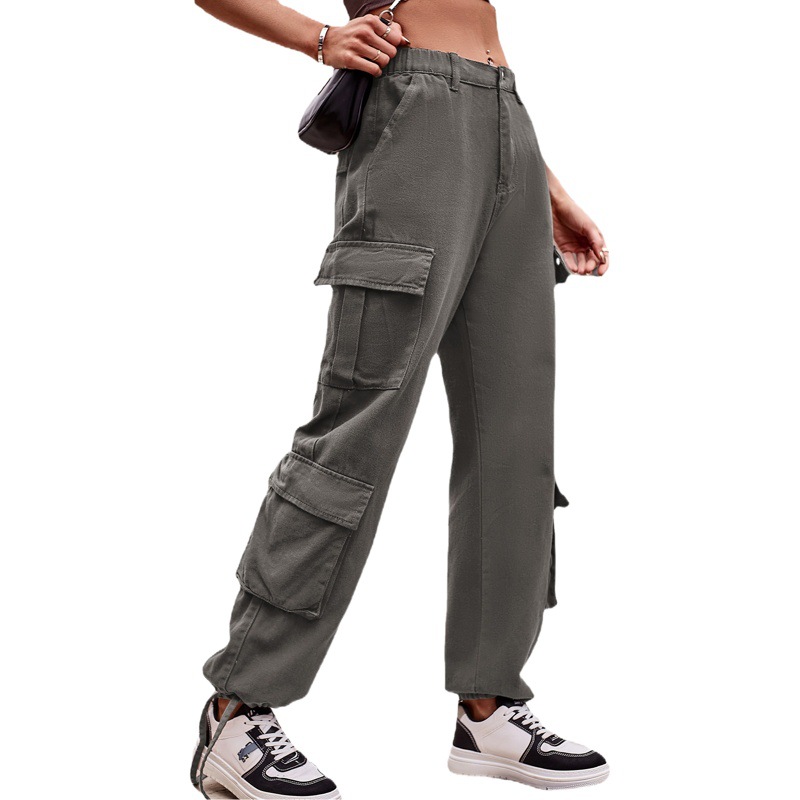 Pantalones Cargo Vaqueros de Diseño Holgado con Cordón, Estilo Informal y Deportivo, para Mujer, Comercio Exterior Europeo y Americano, Novedad de Amazon 2024