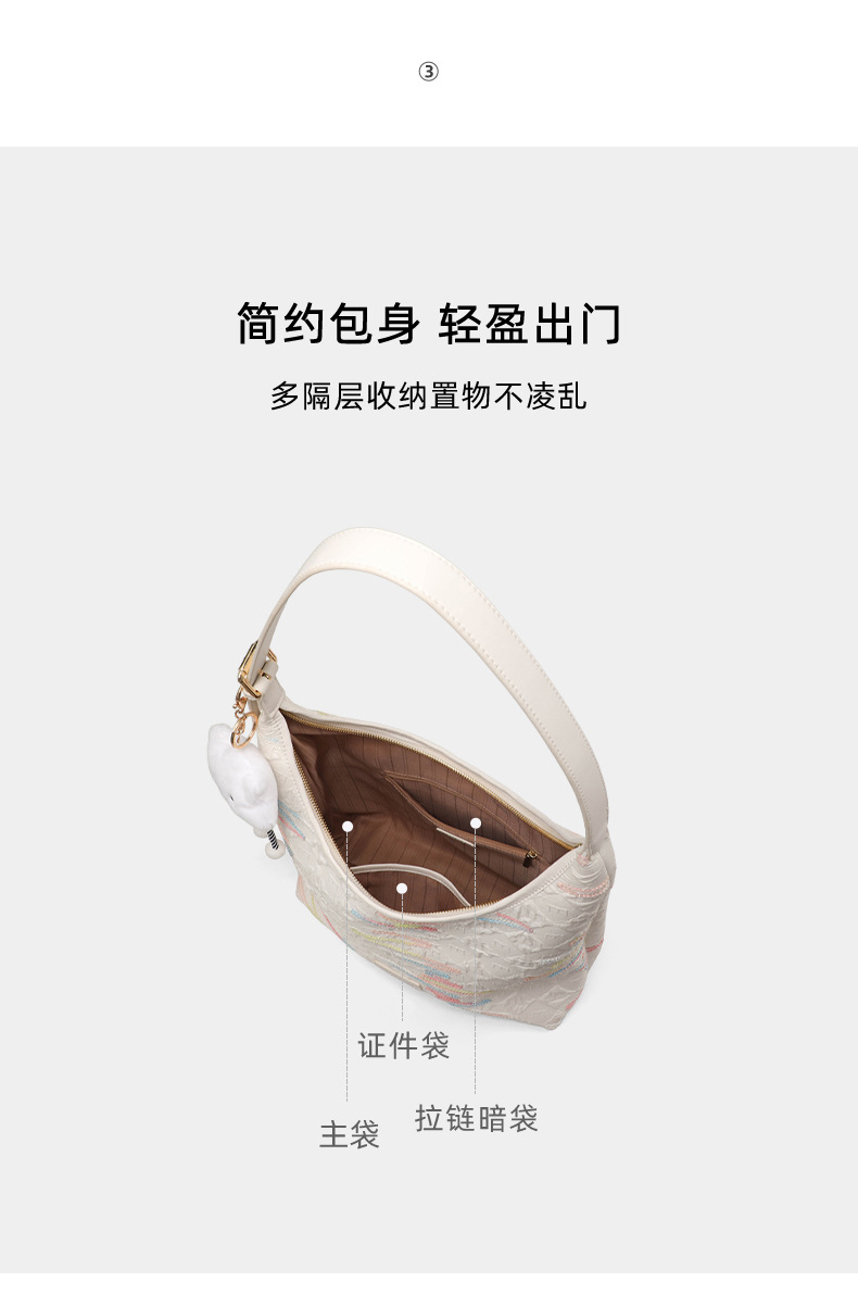 Túi tote vải nữ cỡ lớn đeo chéo đi làm — màu trắng ngà, Gạo trắng chi tiết 10