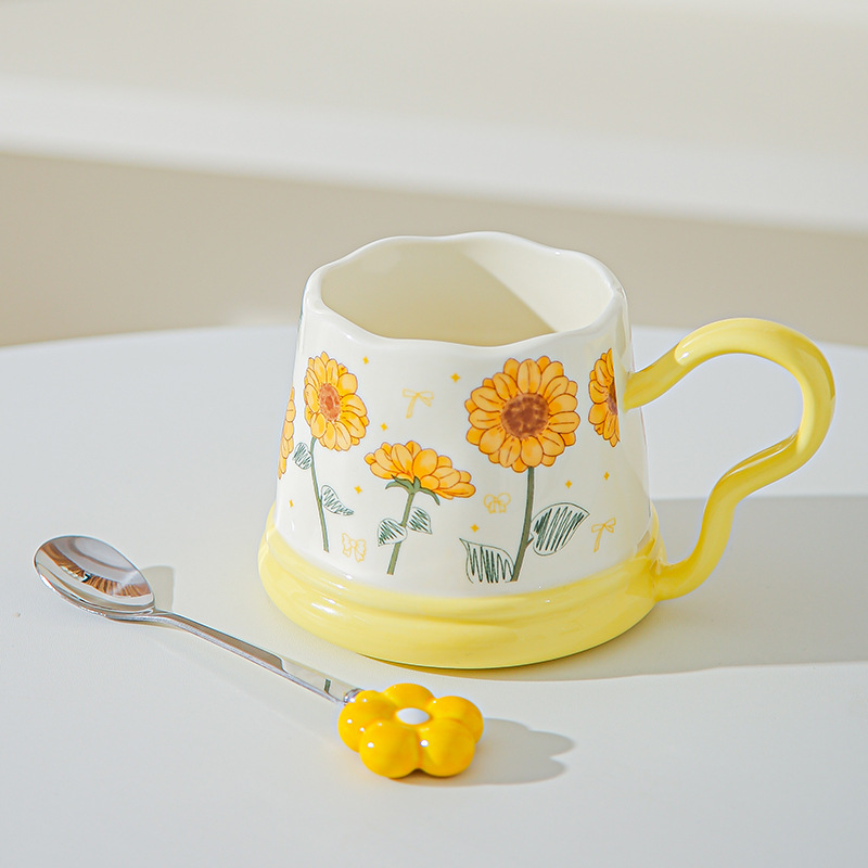 Regalos de mano pequeños regalos de tazas de girasoles de cerámica para el hogar set tazas de tazas de tulipán