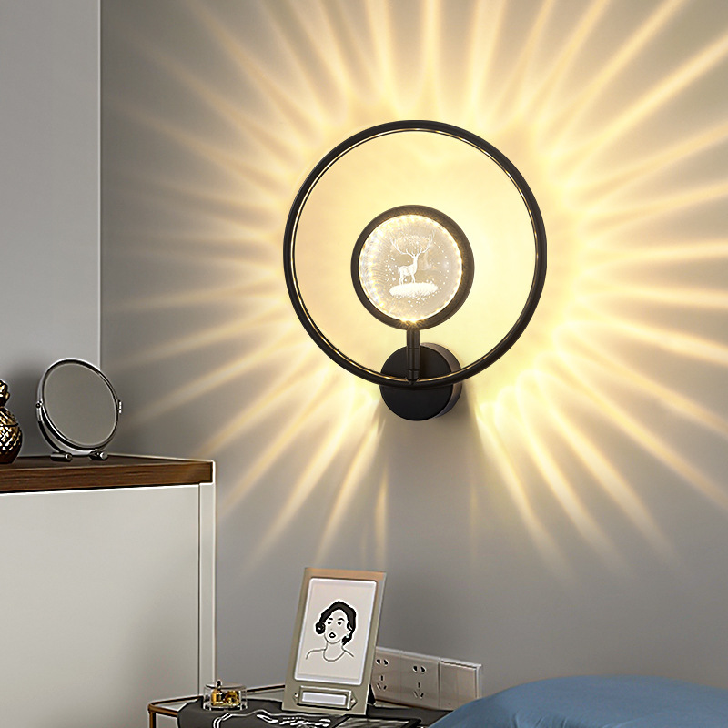 Nueva lámpara de pared de la sala de estar LED lámpara de cabezal de cama de cristal lámpara de pared del dormitorio lujosa lámpara de pared de fondo simple de la sala de estar lámpara de pasillo