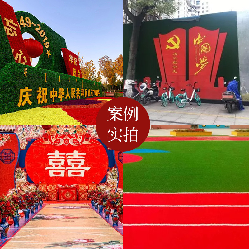 Jardín de infantes de césped simulado rojo puro de Longmai corrió a la decoración de la pared de cerco artificial de vacaciones de césped falso al aire libre image 5
