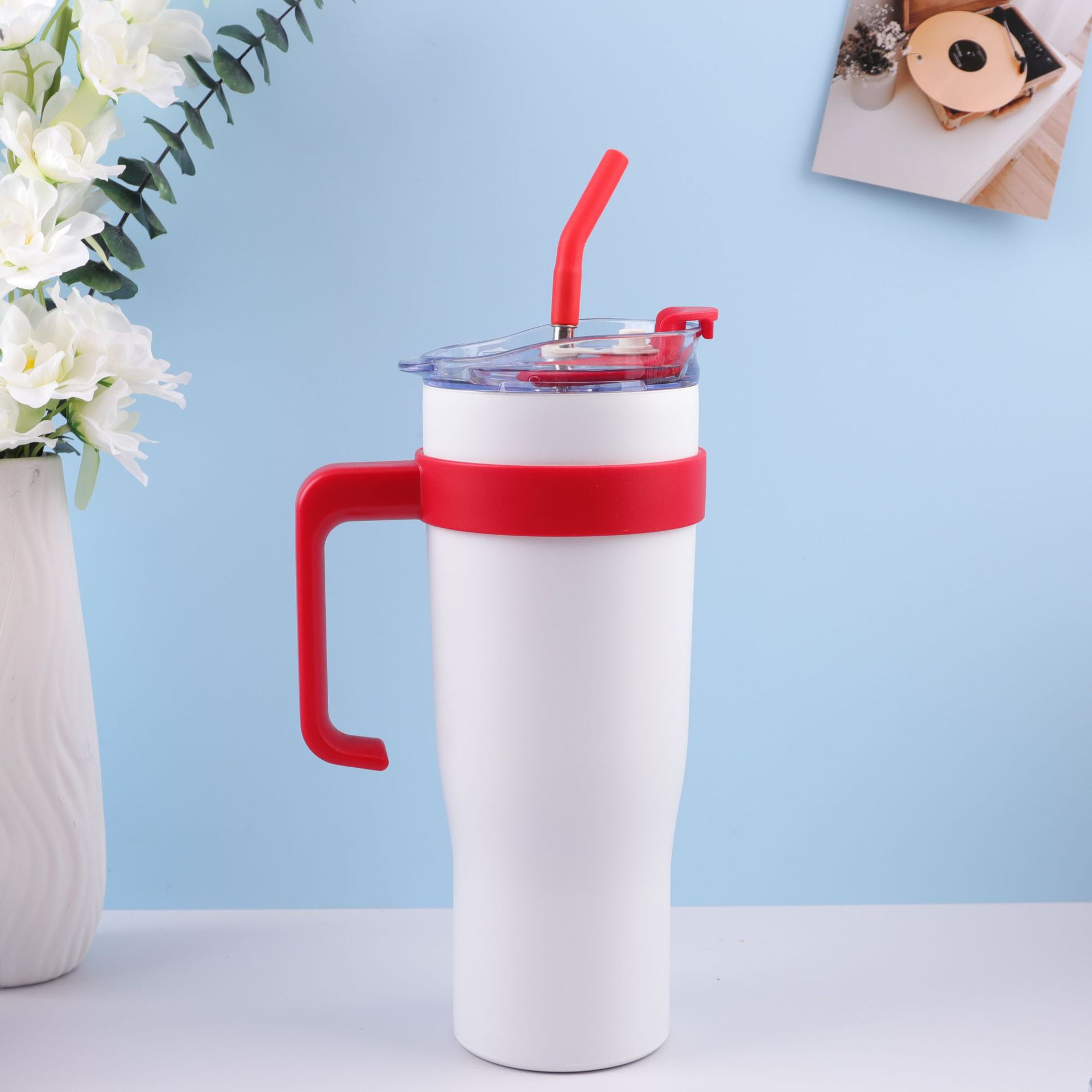 Popular Big Mac taza de café 304 de acero inoxidable taza de vacío mango coche de alta calidad de gran capacidad de paja taza de agua