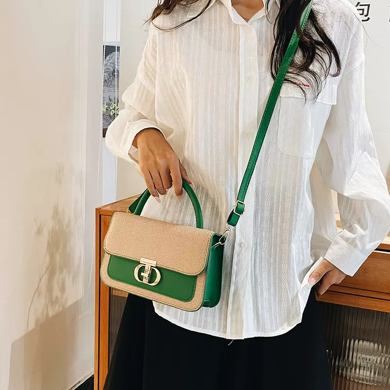新款单肩包女生质感手提包时间撞色高级感女包轻奢小方包包斜跨包