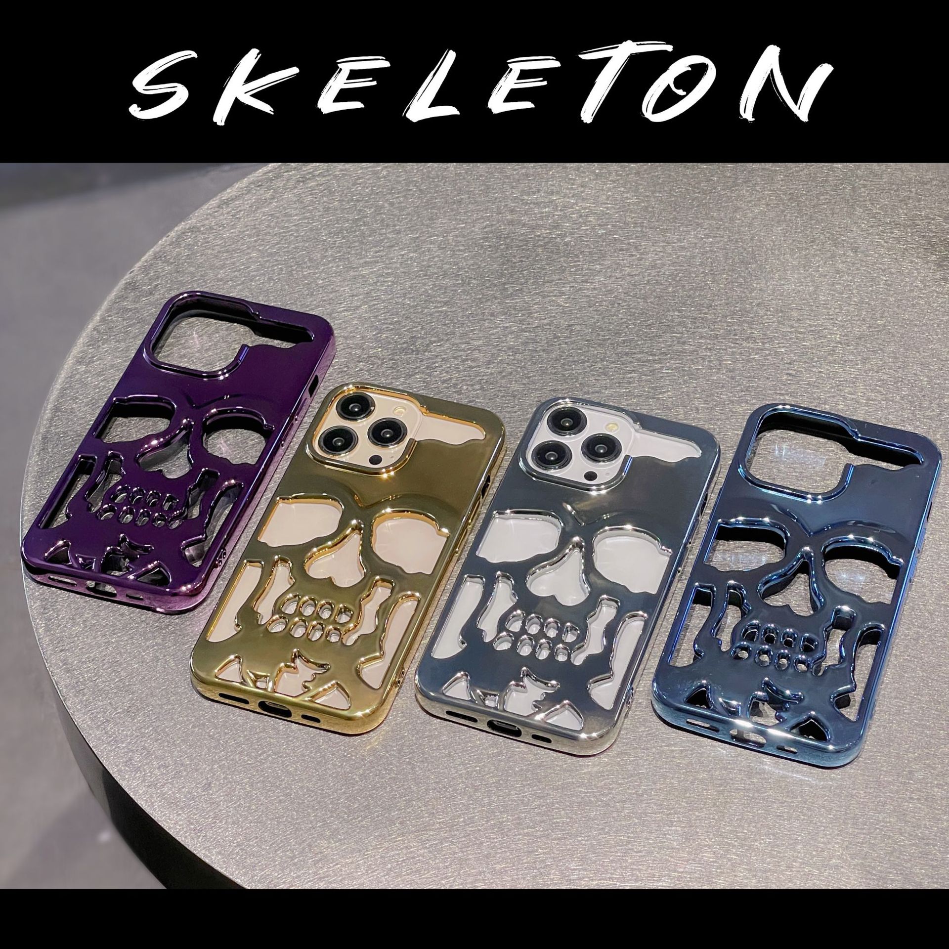 Skull Phone Case For Iphone 16 Pro And 17 Max Matte Purple_voghion.com