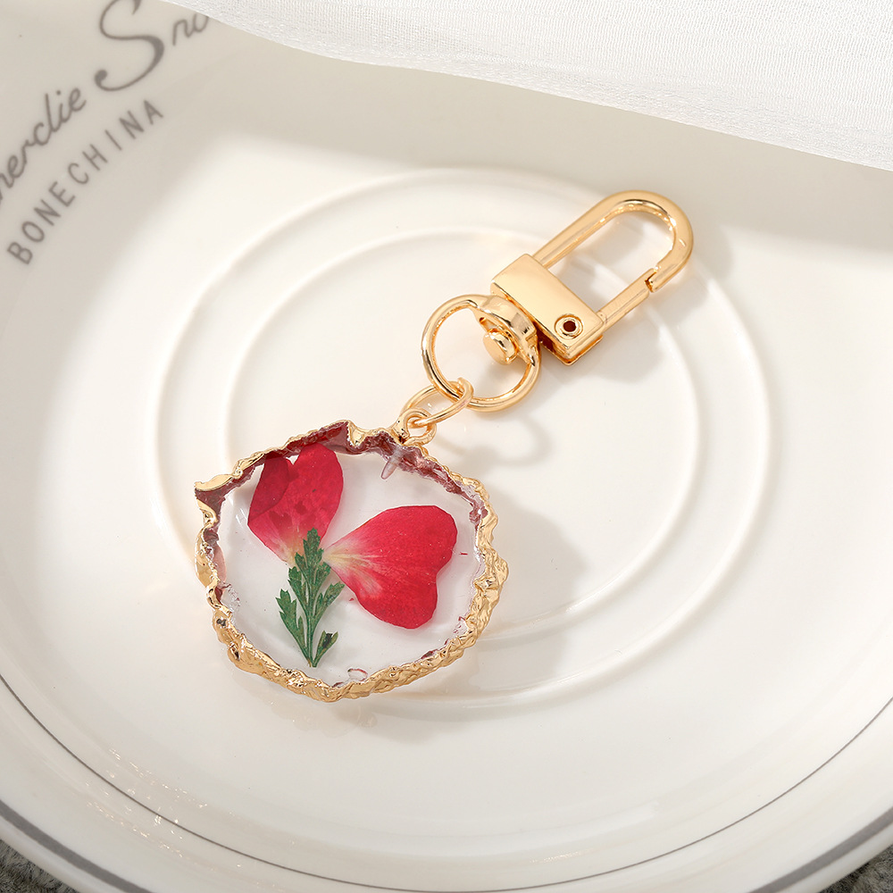 30g Weight Bag Pendant, Keychain Classification 1 Piece Quantity Holiday Occasion Dried Flower Material Flower Pattern Women's Gender Epoxy Design Pastoral Style Pastoral Flower Dried Flower Epoxy Women's Bag Pendant Keychain 8