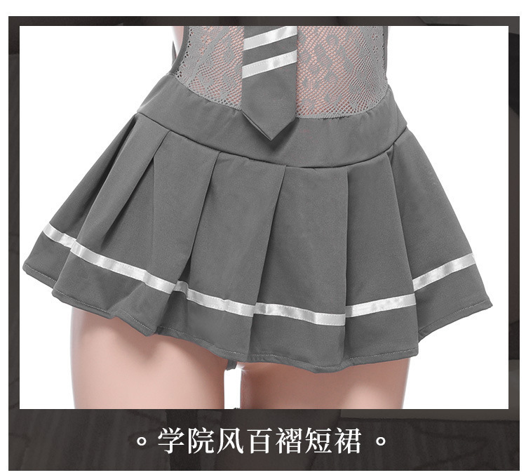Feimu Women’s Uniform-Style Pajama Set with Stockings, One Size, Grey — detail image 26