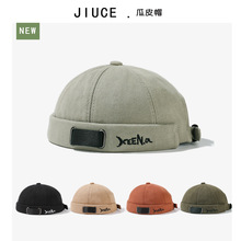 雅痞情侣款刺绣字母瓜皮帽子潮中性磨毛加厚全棉地主帽日系保暖帽