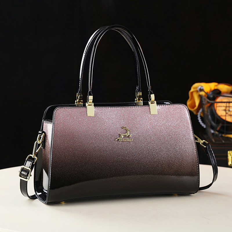 2026 New Style Patent Leather Shiny Women's Handbag, Fashionable Genuine Leather Texture, Large Capacity Shoulder Crossbody Bag, Mom Bag