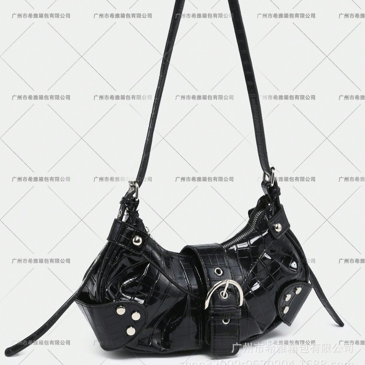 Venta caliente transfronteriza y2g retro caliente chica motocicleta bolsa de cocodrilo patrón Maillard marrón correa de hombro ajustable