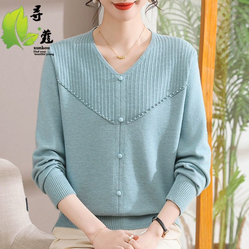 Новая весенняя одежда модная иностранная леди повседневный вязаный свитер мама рубашка нижний свитер