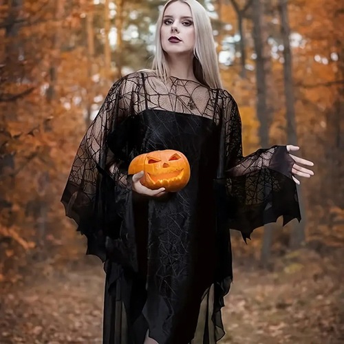 Halloween Spider Web Bat cloak Western and Eastern black festival adult and children shawl cape interlock clothing polyester