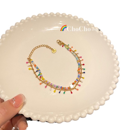 2024 New Dopamine Color Beaded Bracelet Women’s Niche Design High-end Summer Versatile Hand Accessories