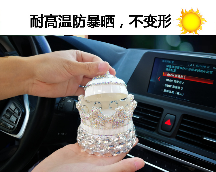 Diamond-Encrusted Crown Car Perfume Holder, Goddess-Style Car Interior Decoration, Car Fragrance Freshener Live Broadcast