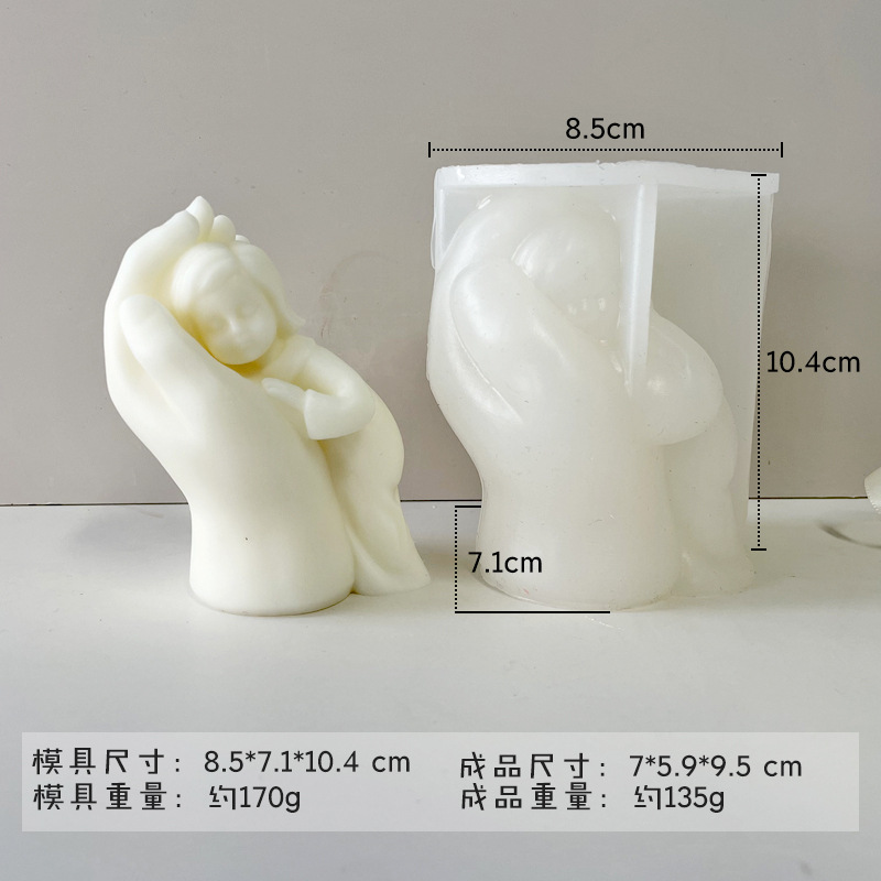 Nueva mano de la madre aromaterapia vela silicona molde madre mano tocando niña yeso vela molde