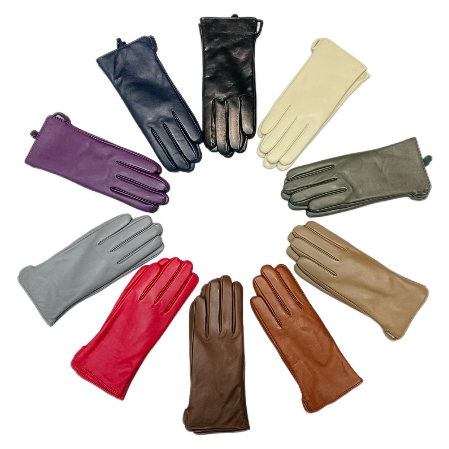 Guantes de piel de cordero delgados de moda, guantes de cuero para montar guantes de dedo a prueba de viento.
