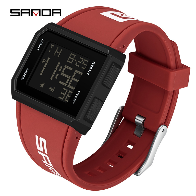 Sanda Sports Student Luminous Waterproof Watch Fashion Casual All-match Men's and Women's Watch Simple Digital Watch