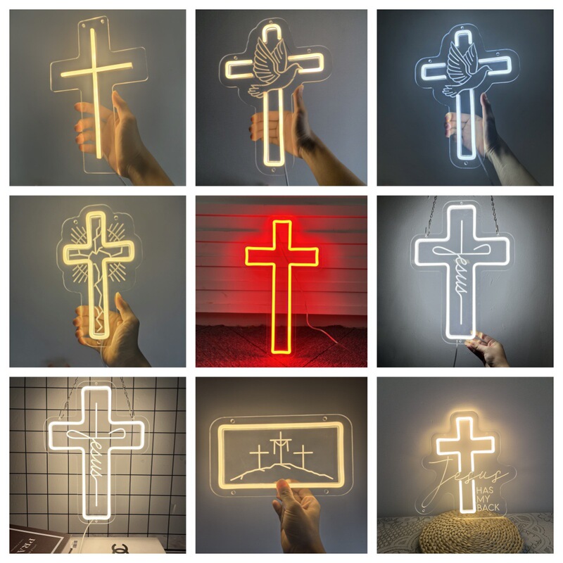 Amazon Temu USB Neon Cross-Shaped Decorative Lamp Holiday Party Bar Atmosphere Lamp Bedroom Decoration