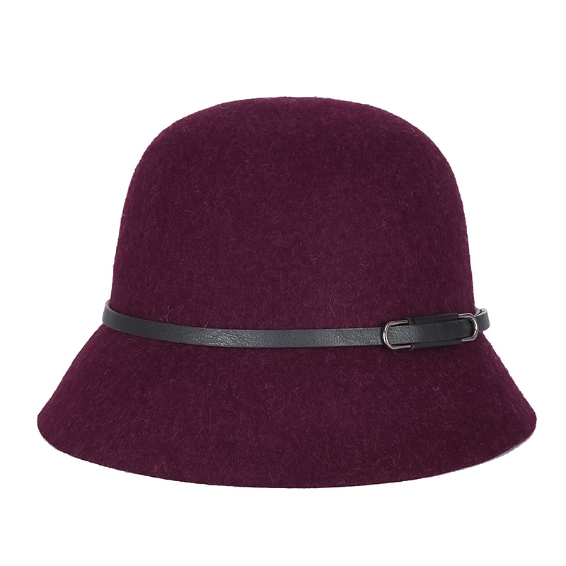 Sombrero de las mujeres de otoño e invierno de lana pura lana sombrero de la cuenca coreano japonés caliente impreso sombrero de fieltro fábrica en stock venta al por mayor image 16