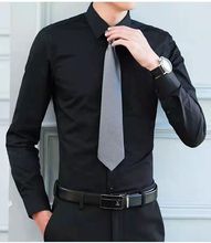 春季长袖白衬衫男士正装商务休闲黑色韩版潮流短袖工装有口袋衬衣