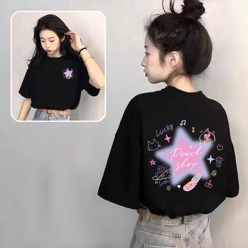 纯棉短袖t恤女白色2025新款爆款夏季设计感小众体恤时尚百搭上衣