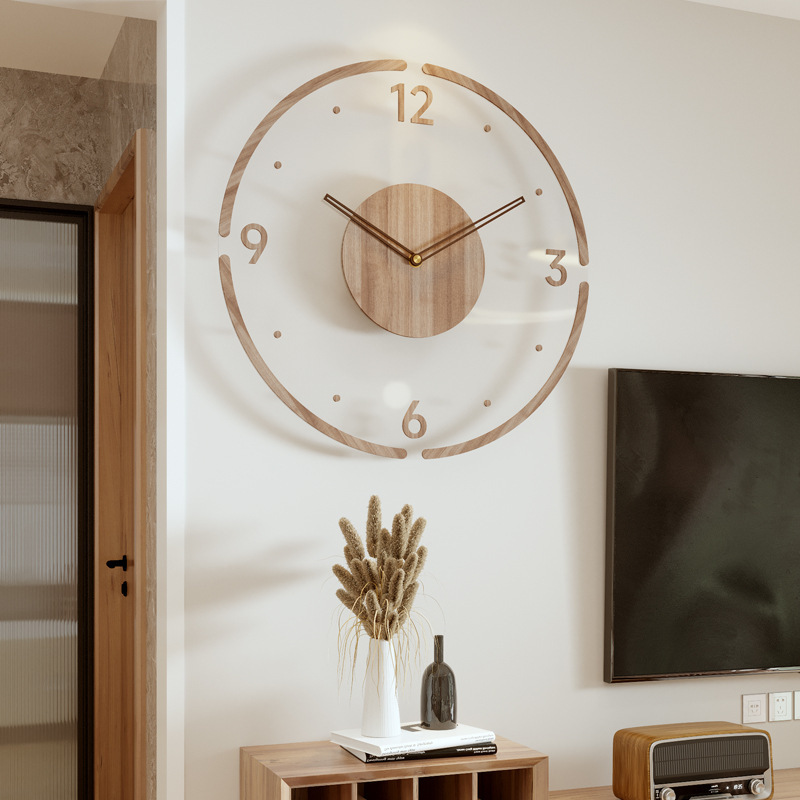 Clock simple Nordic wall clock living room decoration fashion mute creative wall clock Wall watch quartz clock solid wood