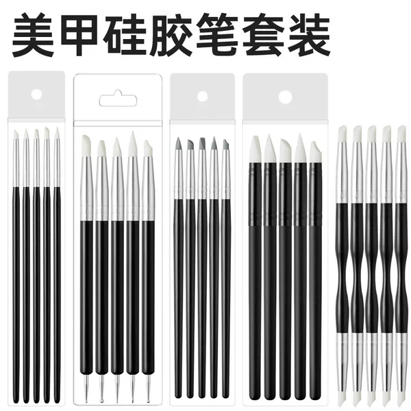 Manufacturer's Manicure Cut Out Glue Pen 5-Piece Set Painted Silicone Pen Manicure Watercolor White Liquid White Glue Pen