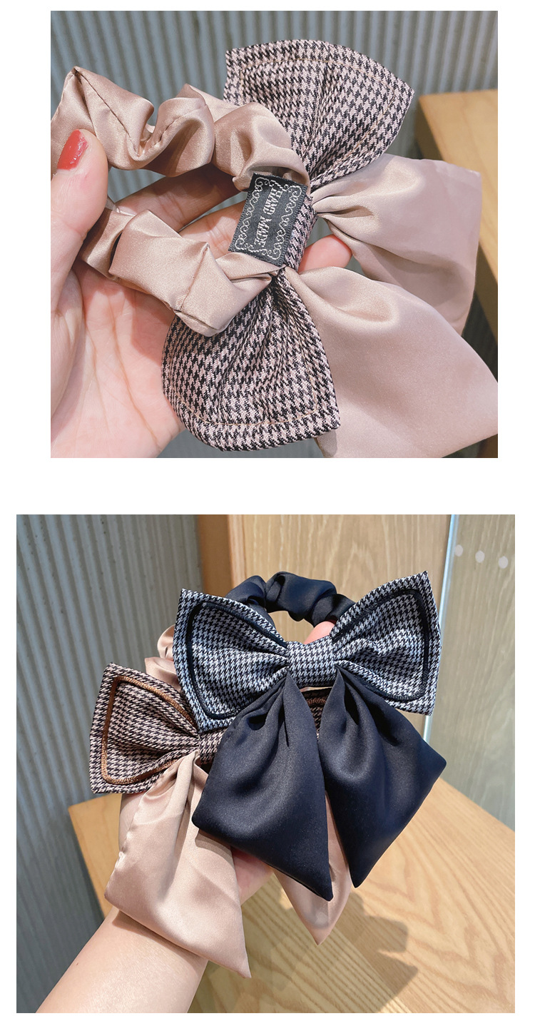 Autumn And Winter Houndstooth Knot Bow Ribbon Bow Hair Tie Headband display picture 4