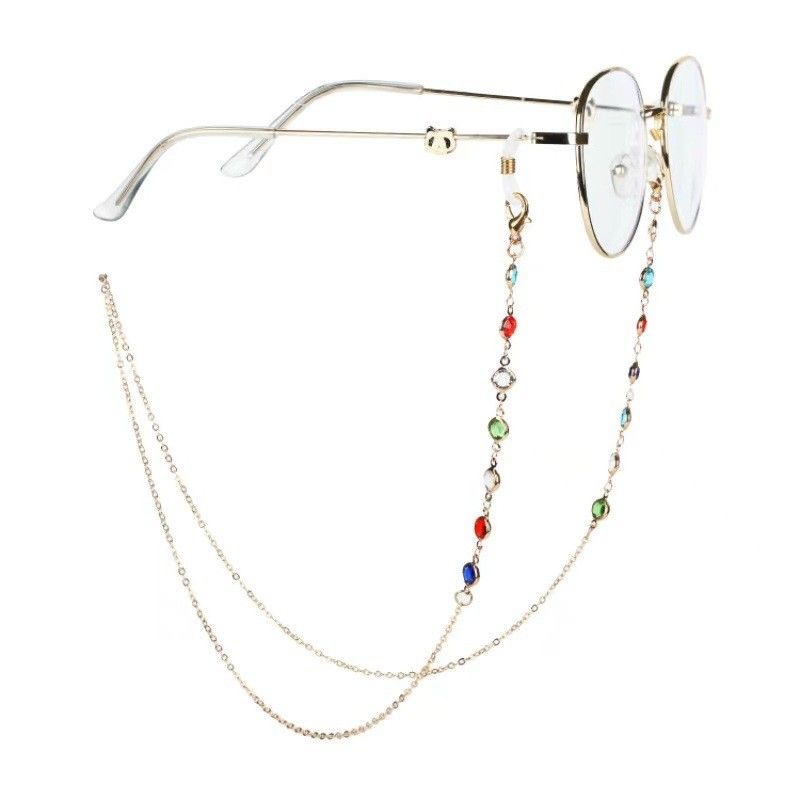 Nueva cadena de gafas de color brillante de Europa y los Estados Unidos personalidad de moda simple colgante antideslizante cadena de gafas transfronterizas avanzadas cuerdas de gafas