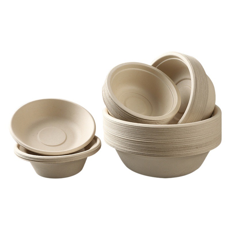 Disposable paper bowl soup bowl hot pot dip bowl round packing box instant bowl throwing bowl pulp salad bowl wholesale
