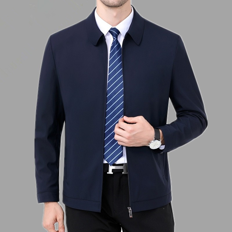 Brand Jacket for Middle-Aged Men in Spring & Fall Leadership Cadre Business Casual Large Size Middle-Aged and Elderly Lapel Cotton Outwear Versatile Brand Jacket for Middle-Aged Men in Spring & Fall Leadership Cadre Business Casual Large Size Middle-Aged and Elderly Lapel Cotton Outwear Versatile