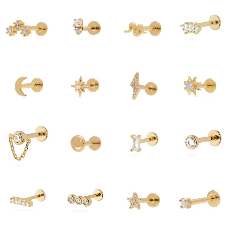 New cross-border earrings 18G stainless steel flat head flat push puncture thread cartilage earrings Europe and the United States hot ear women