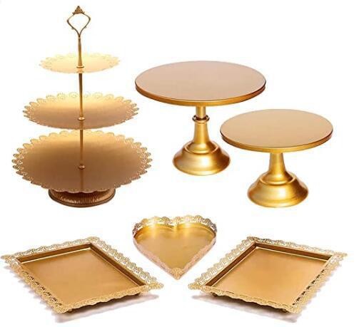 Estante de pastel europeo de hierro forjado conjunto de decoración de boda postres tienda de bocadillos estante de baile prop bandeja de pastel