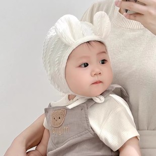 Baby Hats for Summer Newborns, Cute Male and Female Babies, Spring and Summer Infant Cotton Ear Protection Small Month-Old Fetal Hats
