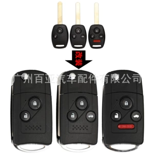 Honda Accord Fit Civic 2/3/4 düyməli qatlanan avtomobil açarı korpusu üçün uyğundur