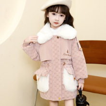米妮女童冬季仿皮草外套2024新款冬装儿童小女孩宝宝夹棉毛毛棉服