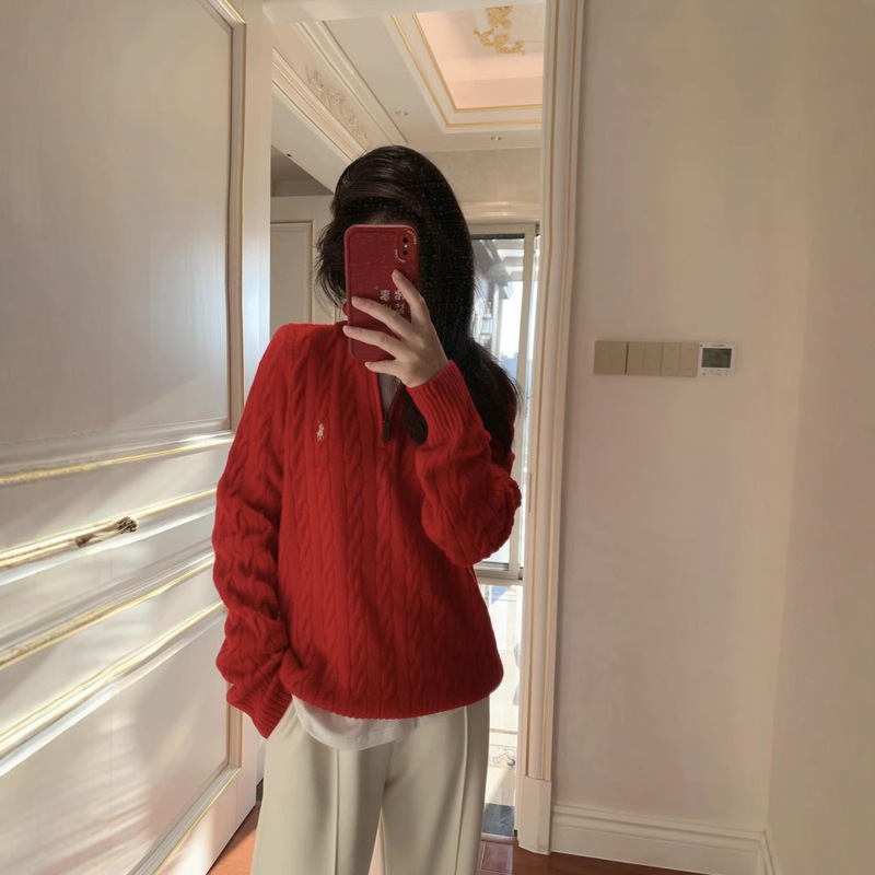 High-Quality Qr-Scannable Ralf (90% Wool, 10% Cashmere) Wool Half-Zip Cable Knit Sweater for Men and Women