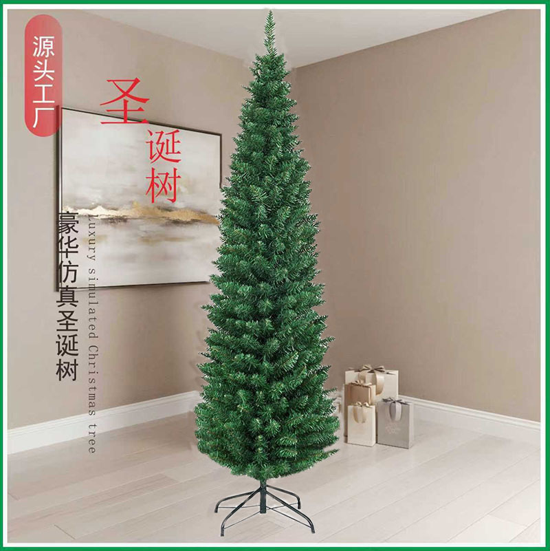 Nuevo árbol de Navidad de PVC puro transfronterizo flocado nieve verde cifrado DIY decoración mini árbol de lápiz fábrica mayorista