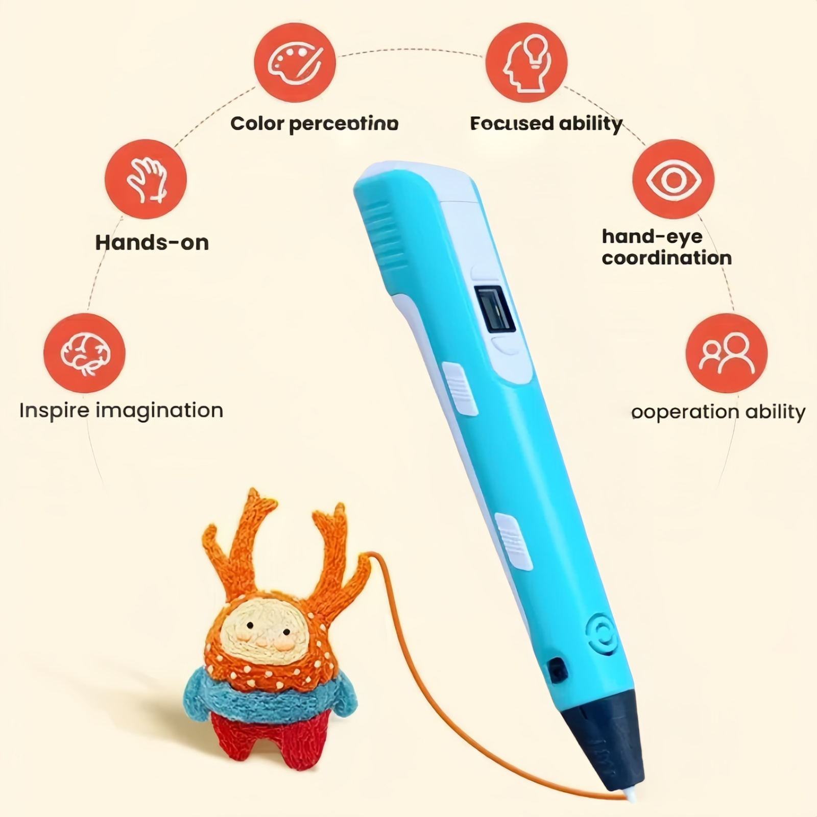 Fábrica directa de impresión 3D pincel infantil puzzle pincel DIY arte tridimensional creación de graffiti pincel explotador transfronterizo