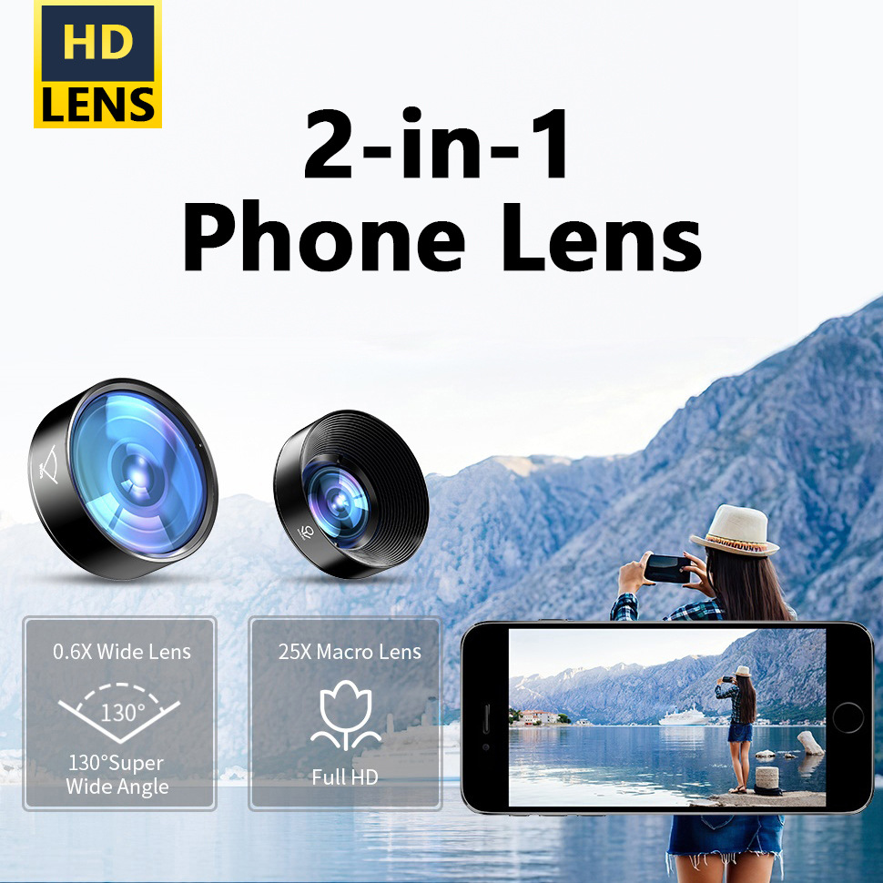 High-definition dual-use phone lens wide-angle macro phone effect lens set Amazon cross-border dedicated supply source