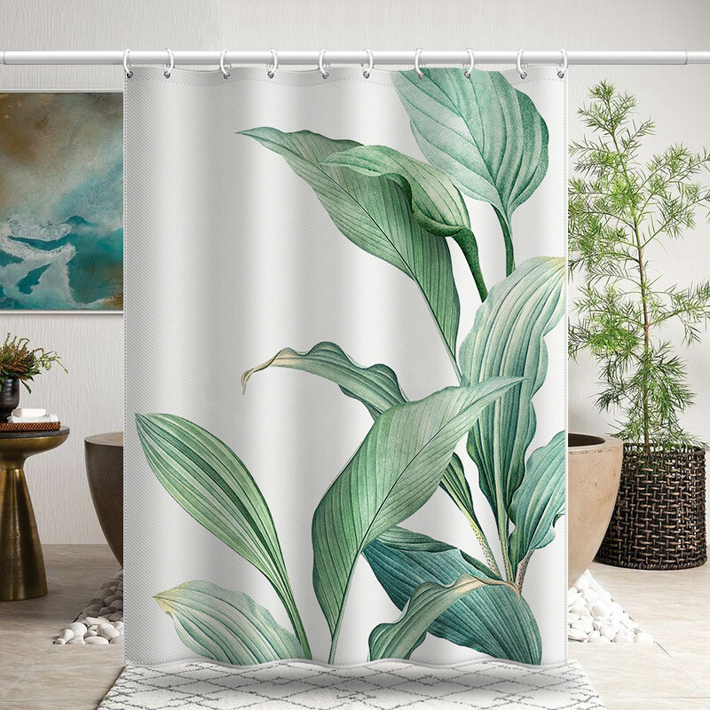 Nordic Leaf Shower Curtain Waterproof Cloth Anti-mildew Japanese Set Hole-free Partition Curtain Thickened Bathroom Shower Curtain Nordic Leaf Shower Curtain Waterproof Cloth Anti-mildew Japanese Set Hole-free Partition Curtain Thickened Bathroom Shower Curtain